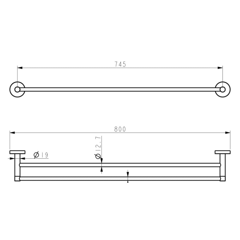 PLD Solo 800mm Double Towel Rail -  Specification