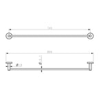 PLD Solo 800mm Single Towel Rail - Specification