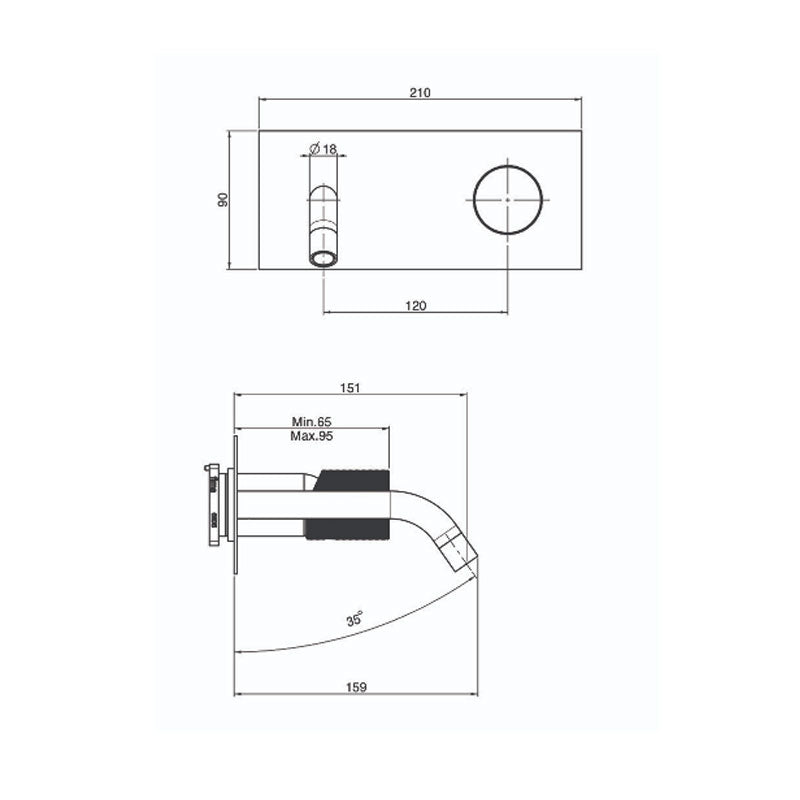 FIMA Spillo Tech Wall Mounted Basin Mixer Specifications