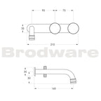 Brodware Yokato Disc Wall Set with 150mm Spout & Backplate Specifications