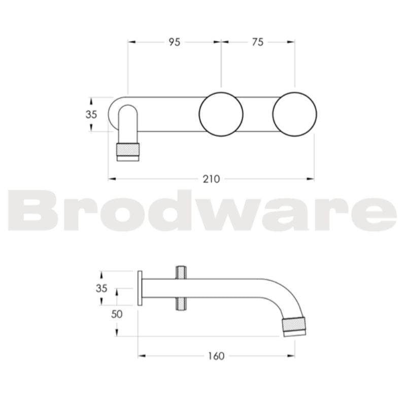 Brodware Yokato Disc Wall Set with 150mm Spout & Backplate Specifications