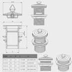Product specifications for SKU 21101.01 Wasteland 32x70mm Plug & Waste with Deluxe Plug Chrome Plated No Overflow.