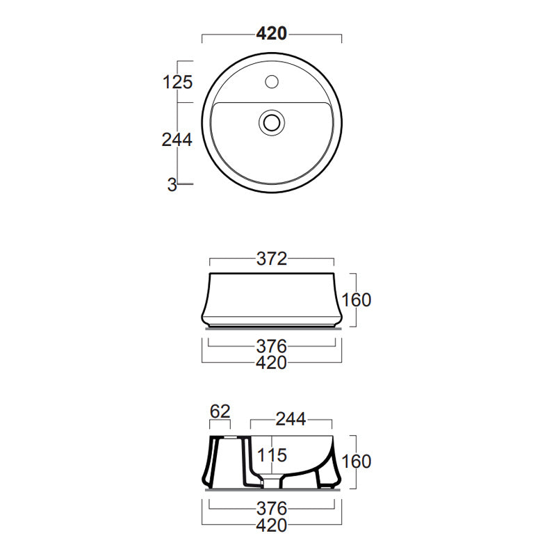 Parisi Simas Sharp 42 Bench Basin with Landing