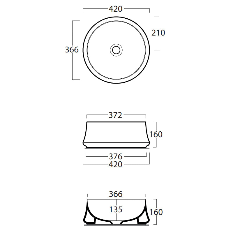 Parisi Simas Sharp 42 Round Bench Basin - Gloss White - SMSH02