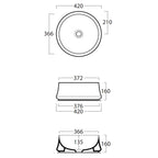 Parisi Simas Sharp 42 Round Bench Basin - Gloss White - SMSH02