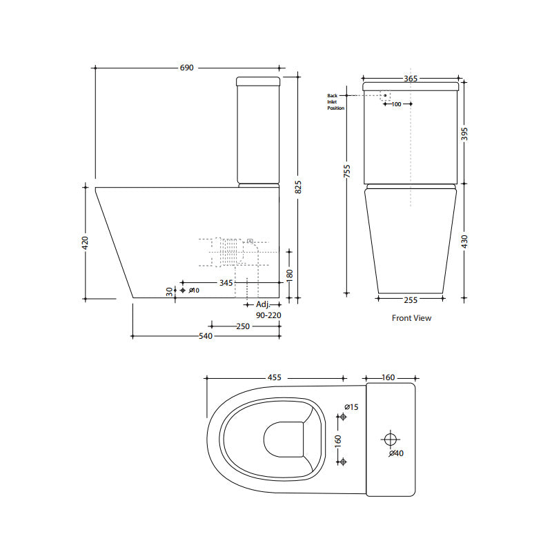 Studio Bagno Manhattan Rimless Back Inlet Suite Specification