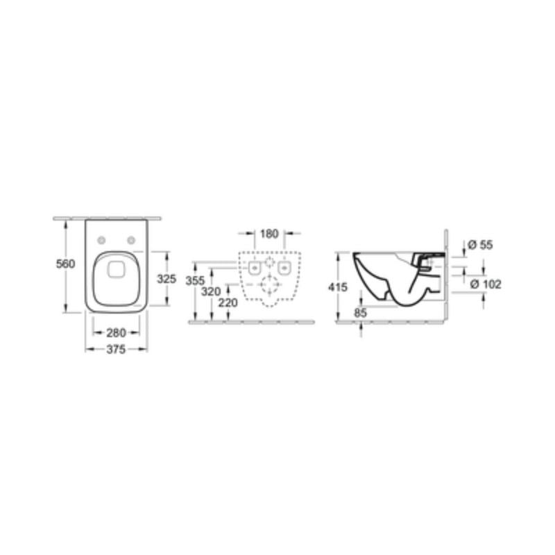 VENTICELLO DIRECTFLUSH WALL HUNG TOILET WITH SLIM SEAT PACKAGE SPEC