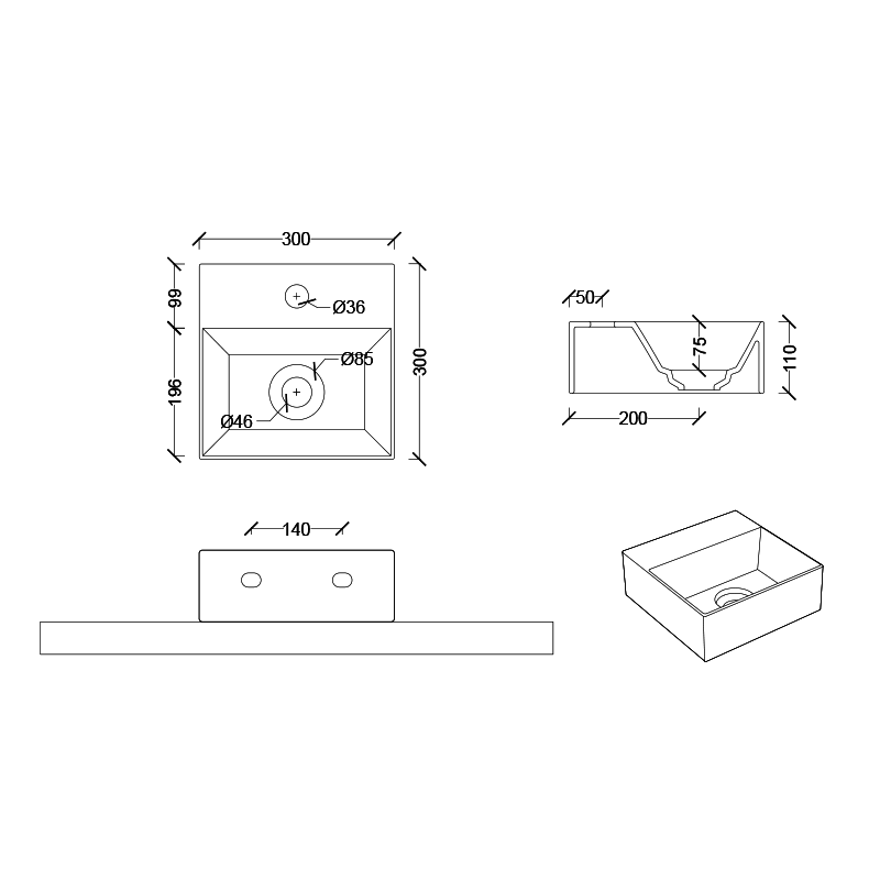 Studio Bagno Spy 30 Bench/Wall Basin
