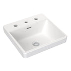 Clark Square Inset Basin with Tap Landing 400mm - 3 Tap Holes - Gloss White - CL40013.W3