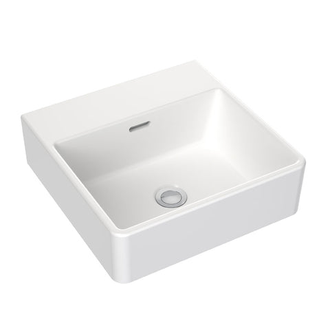 Clark Square Wall Basin 400mm - No Tap Hole - Gloss White