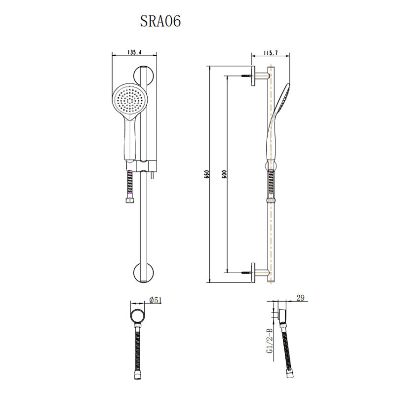 Gareth Ashton Shower on Rail - Black Specification