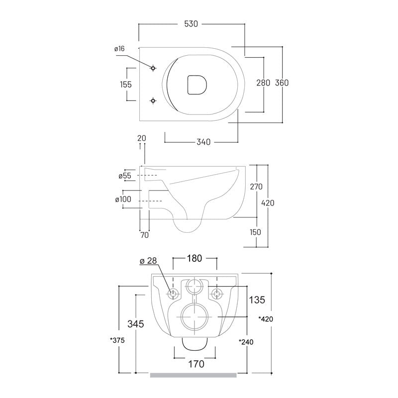 Studio Bagno Milady Wall Hung Pan Specification
