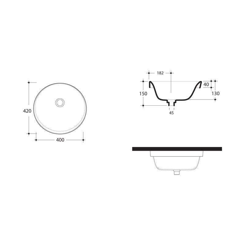 Studio Bagno Soul 1 Undercounter Basin Spec