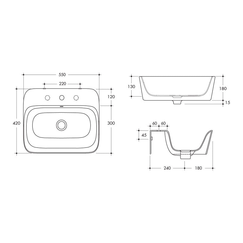 Studio Bagno Soul 4HW Wall Basin Spec