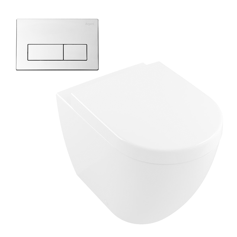Villeroy & Boch Subway 3.0 Wall Faced Twistflush Argent Plate Toilet Package