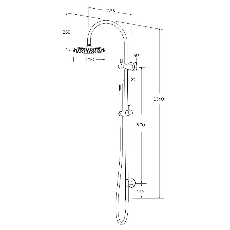 Sussex Voda Twin Rail Shower Specification