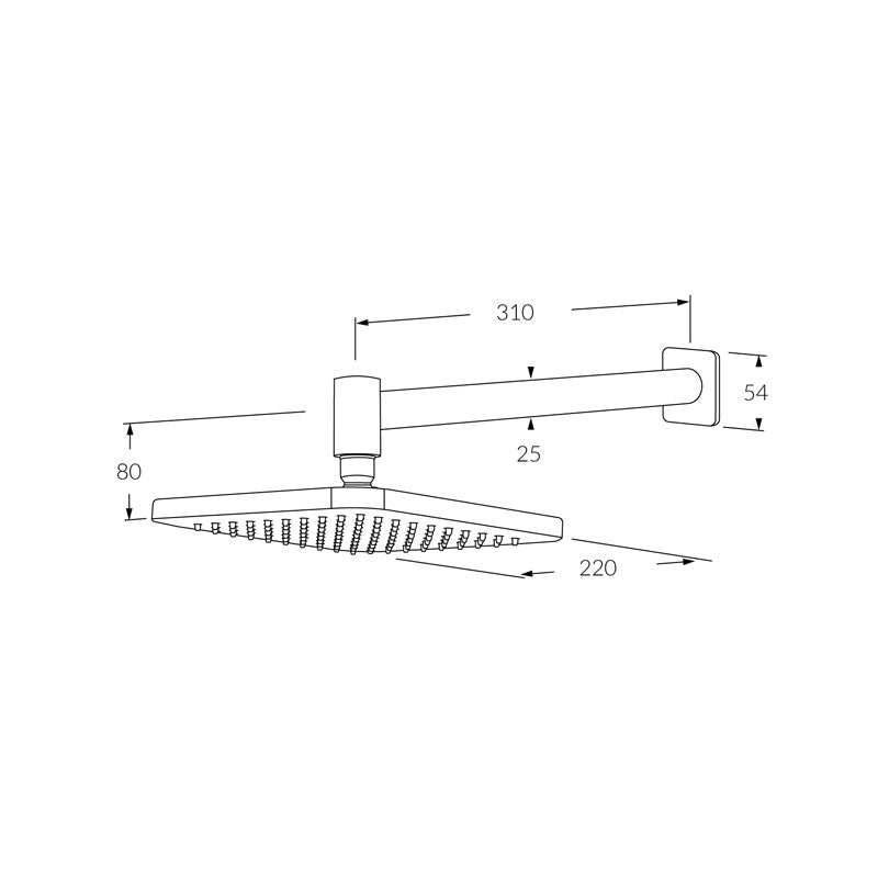 Sussex Suba Horizontal Shower Arm with Head Spec