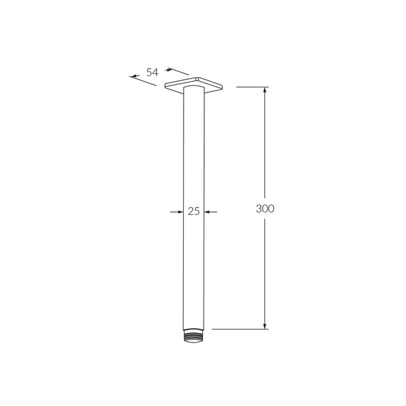 Sussex Suba Vertical Shower Arm 300mm Spec