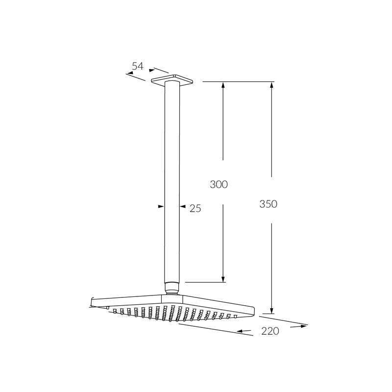 Sussex Suba Vertical Shower Arm with Head Spec