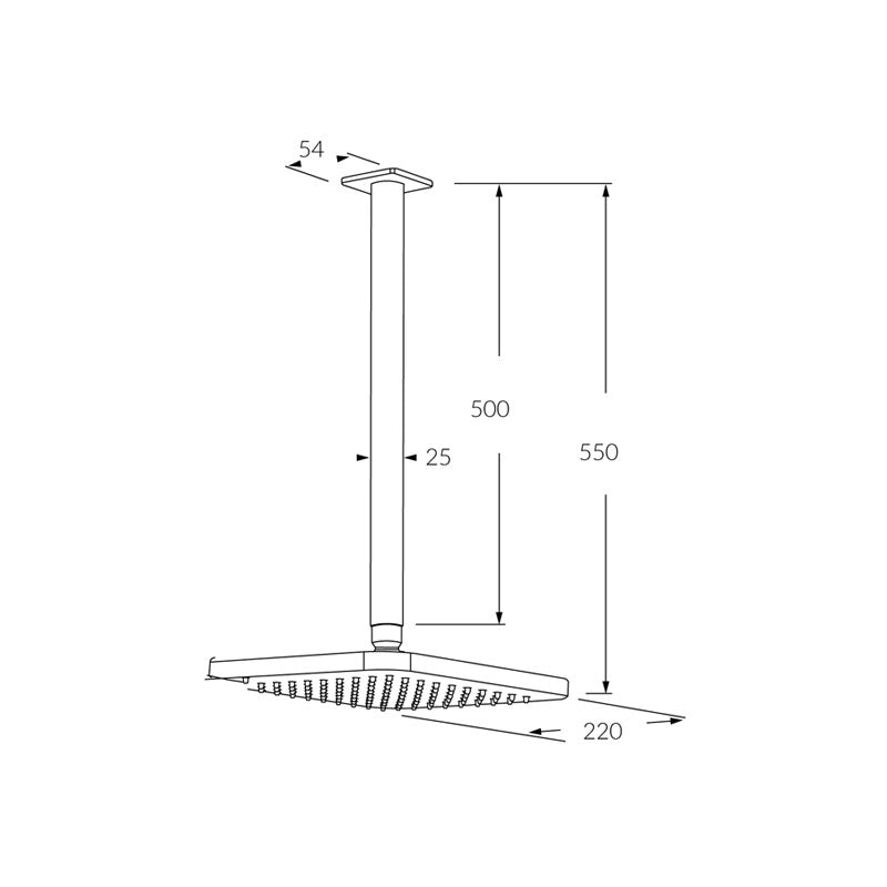 Sussex Suba Vertical Shower Arm with Head Spec