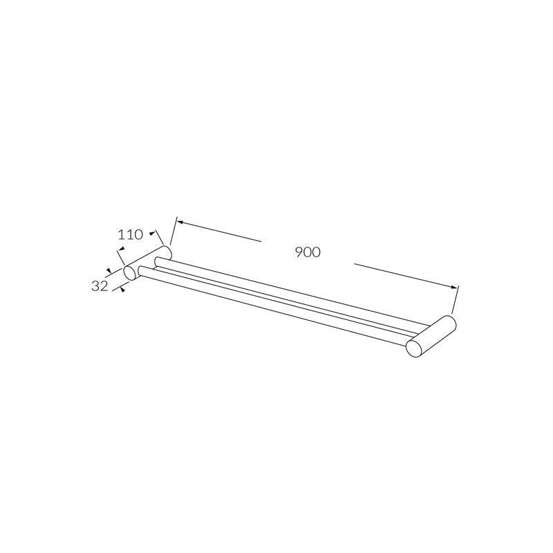 Sussex Voda Towel Rail Double 900mm-Chrome Spec