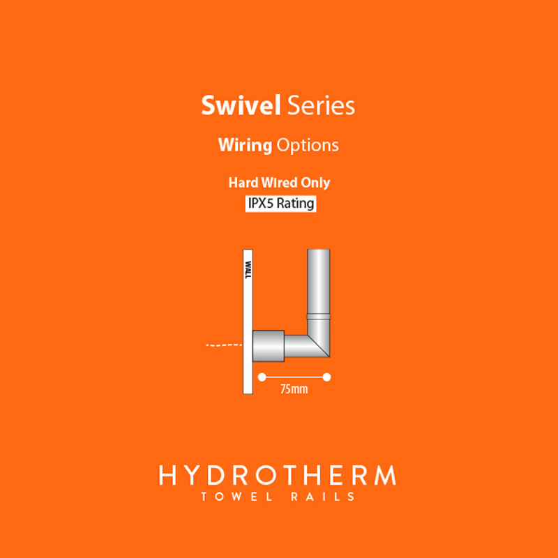 Hydrotherm Swivel Heated Towel Rail - 400mm Wide
