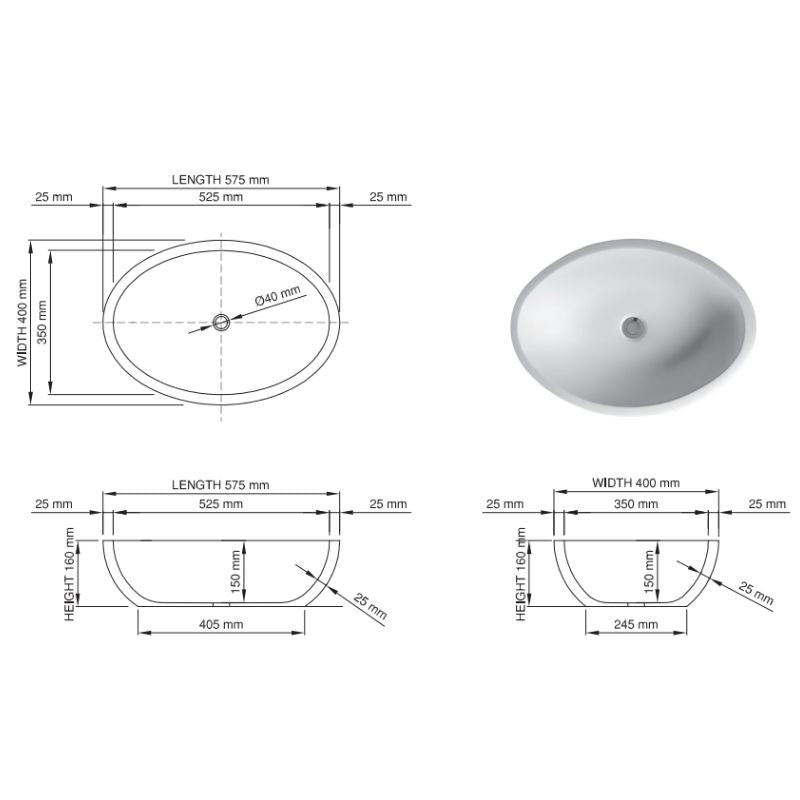 DADOquartz® Sirene Moloko Basin Specification