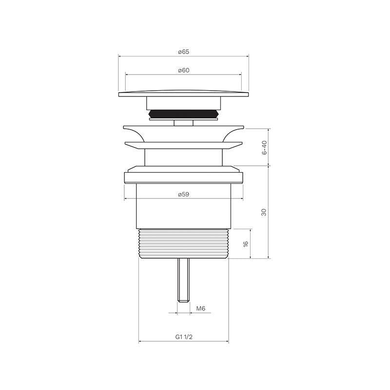 Parisi Universal Clic-Clac Waste 32mm - Brushed Nickel Specification