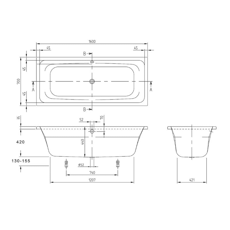 Villeroy & Boch Targa Bath 1600 x 700