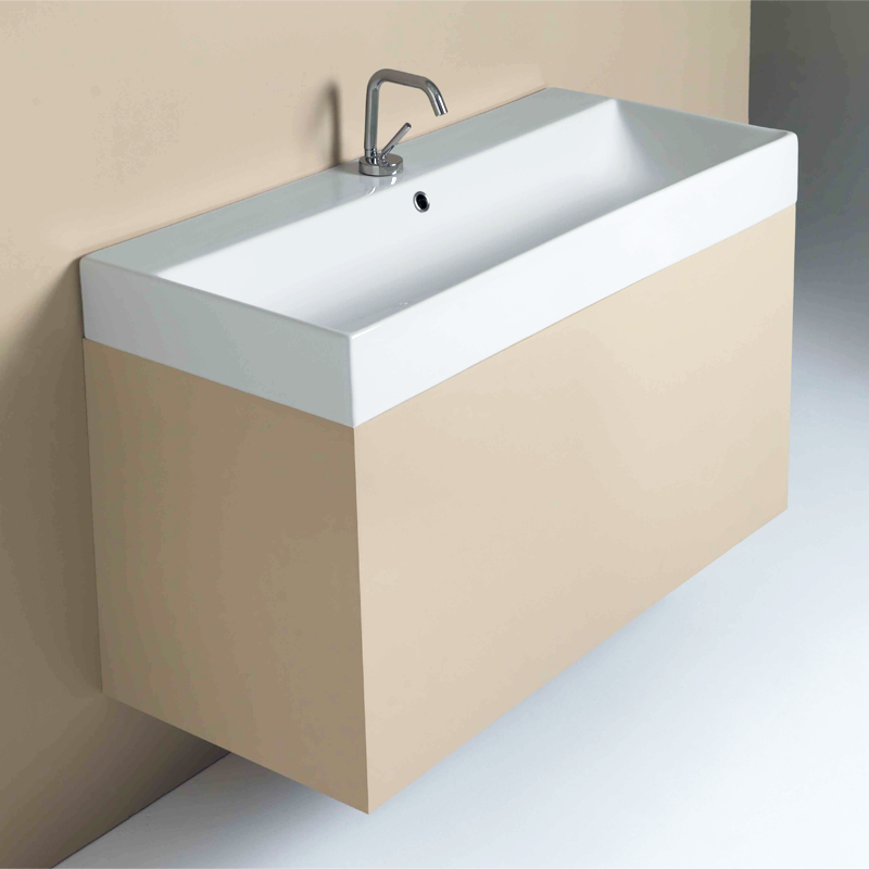 Parisi Velca 100 Back to Wall Inset Basin - 1 Tap Hole - Gloss White - TC18101