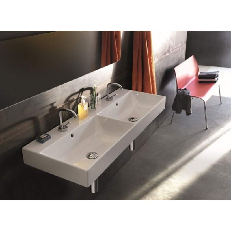 Parisi Velca 120 Double Bowl Wall Basin