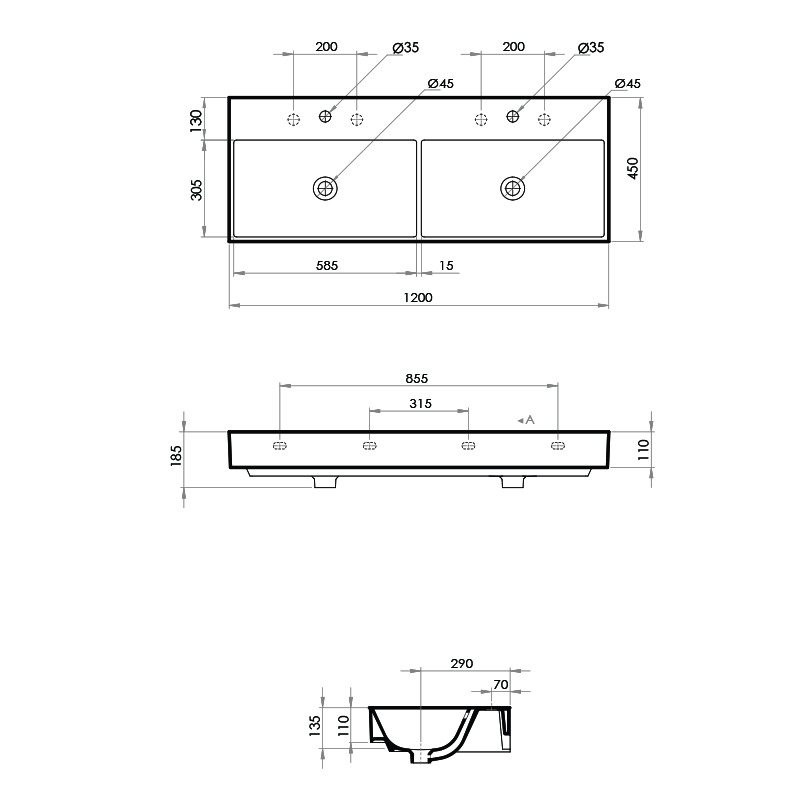 Parisi Velca 120 Double Bowl Inset Basin