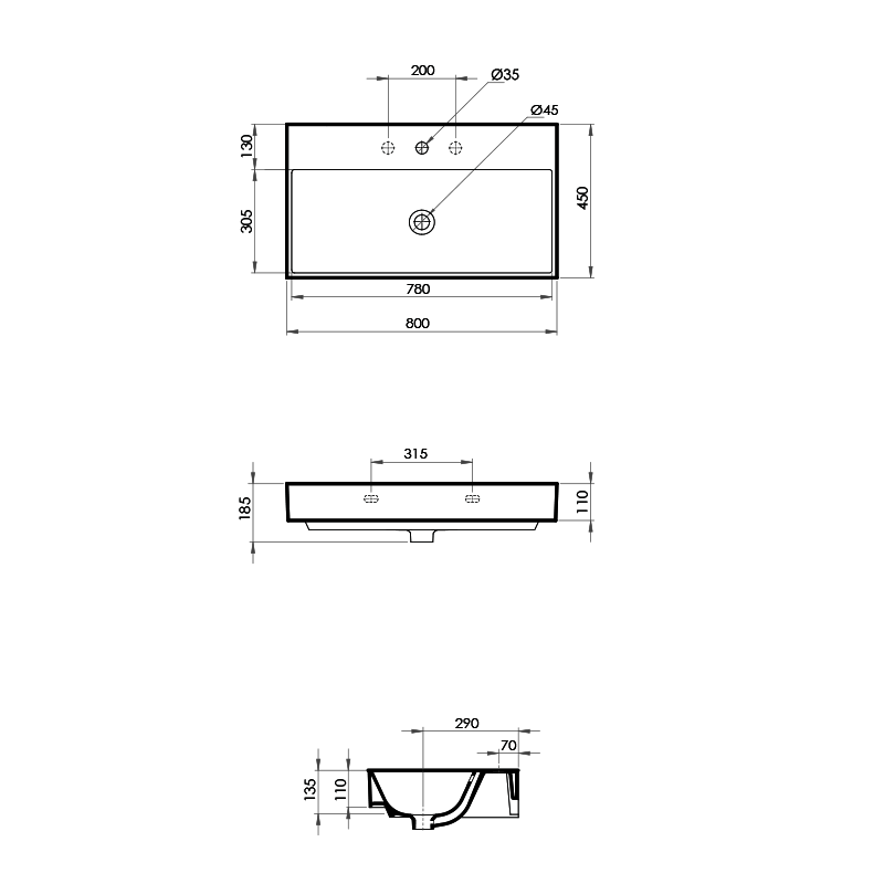 Parisi Velca 80 Wall Basin
