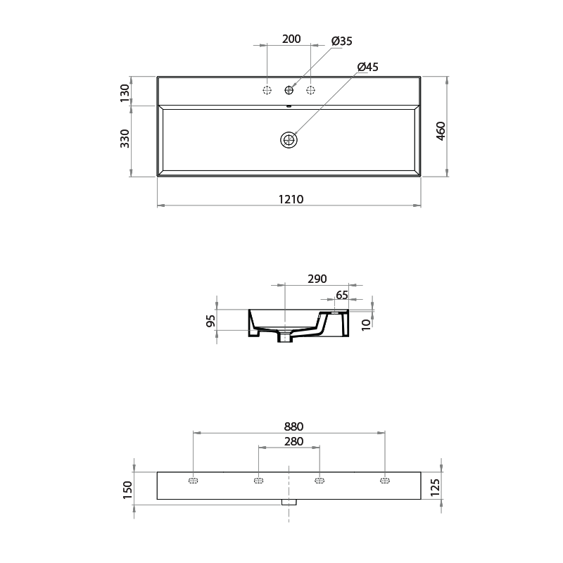 Parisi Twenty 120 Full Bowl Wall Basin