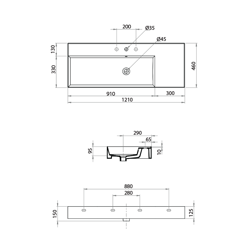 Parisi Twenty 120 Left Bowl Wall Basin
