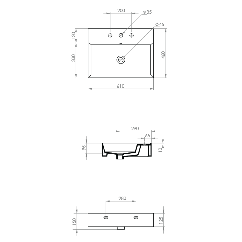 Parisi Twenty 60 Full Bowl Wall Basin