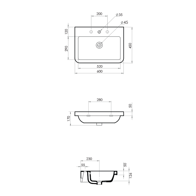 Parisi Electra Inset Basin - 1 Tap Hole