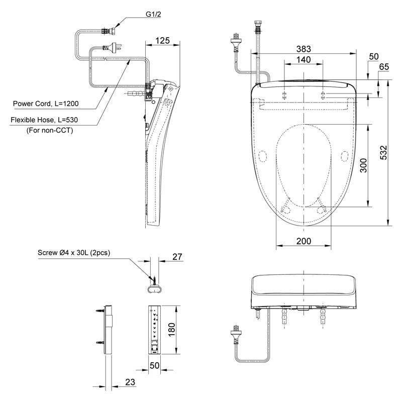 TOTO Washlet w/Remote Control (Elongated Seat) - TCF4911AT