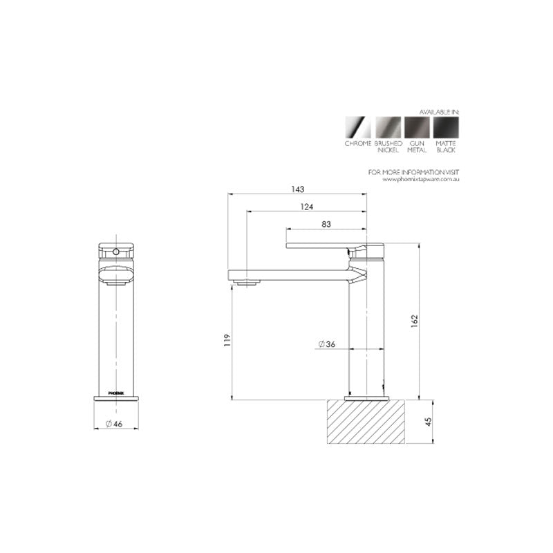 Phoenix Teel Basin Mixer specifications