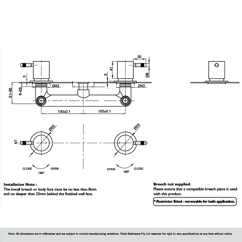 Parisi Tondo Wall Top Assemblies - Pair
