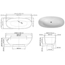 DADOquartz® Toronto 1660 Freestanding Bath - Specifications