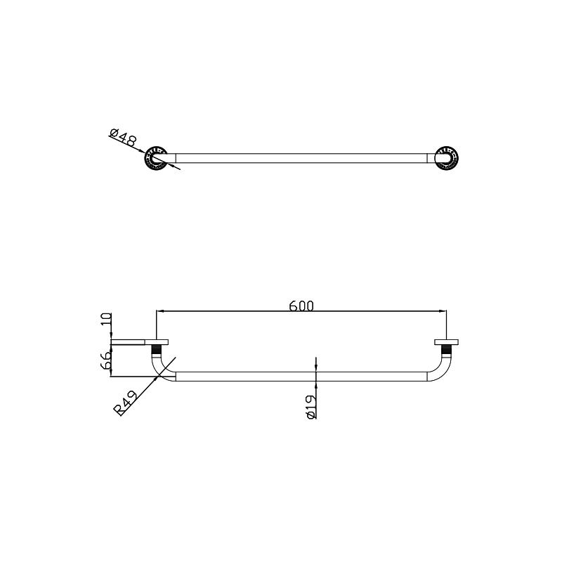 JEE-O SoHo 600 Towel Rail Brushed Stainless Steel Raw