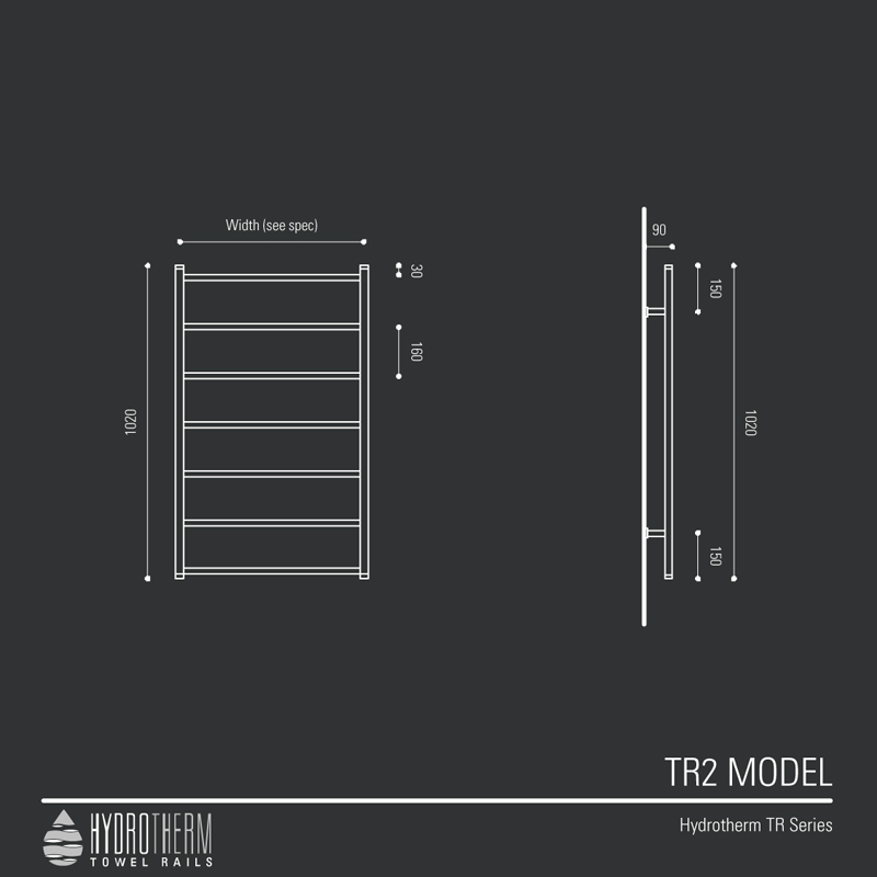 Hydrotherm TR2 Heated Towel Rail - 500mm Wide