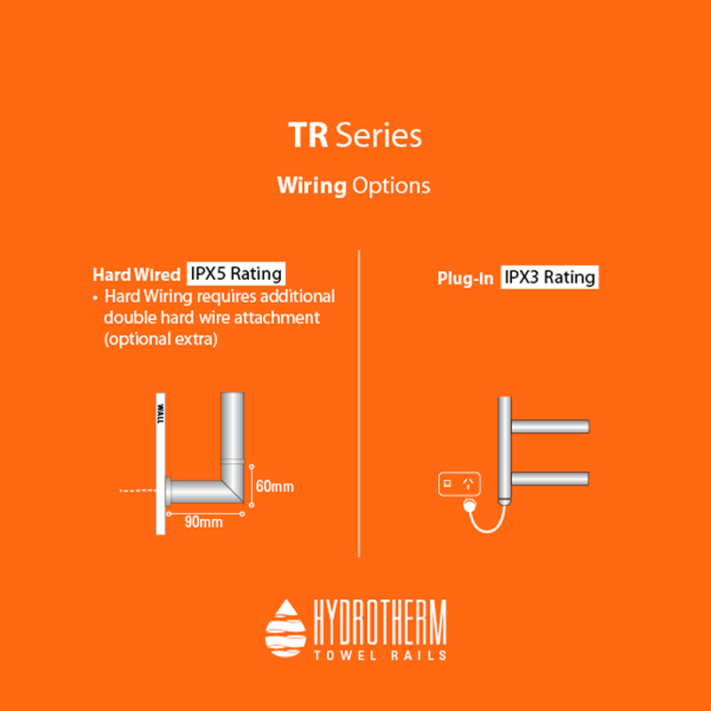 Hydrotherm TR2 Heated Towel Rail - 500mm Wide