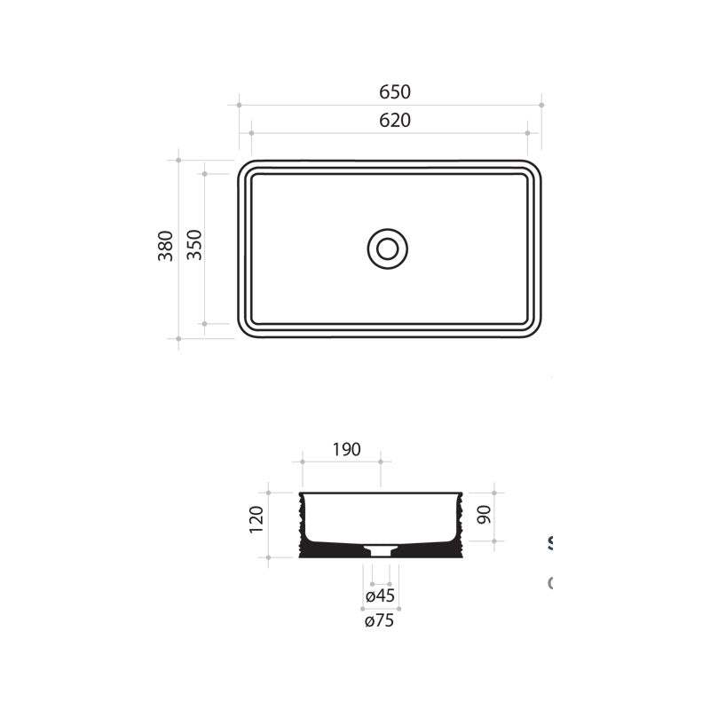 Parisi Trace 650x380 Bench Basin Spec