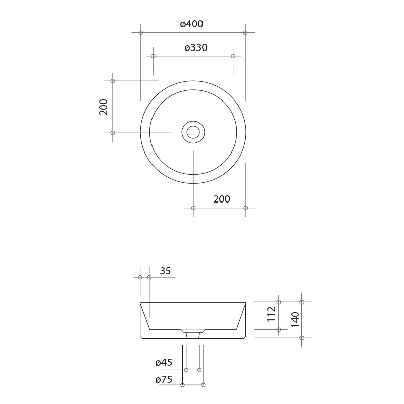Parisi Track Ø400 Bench Basin