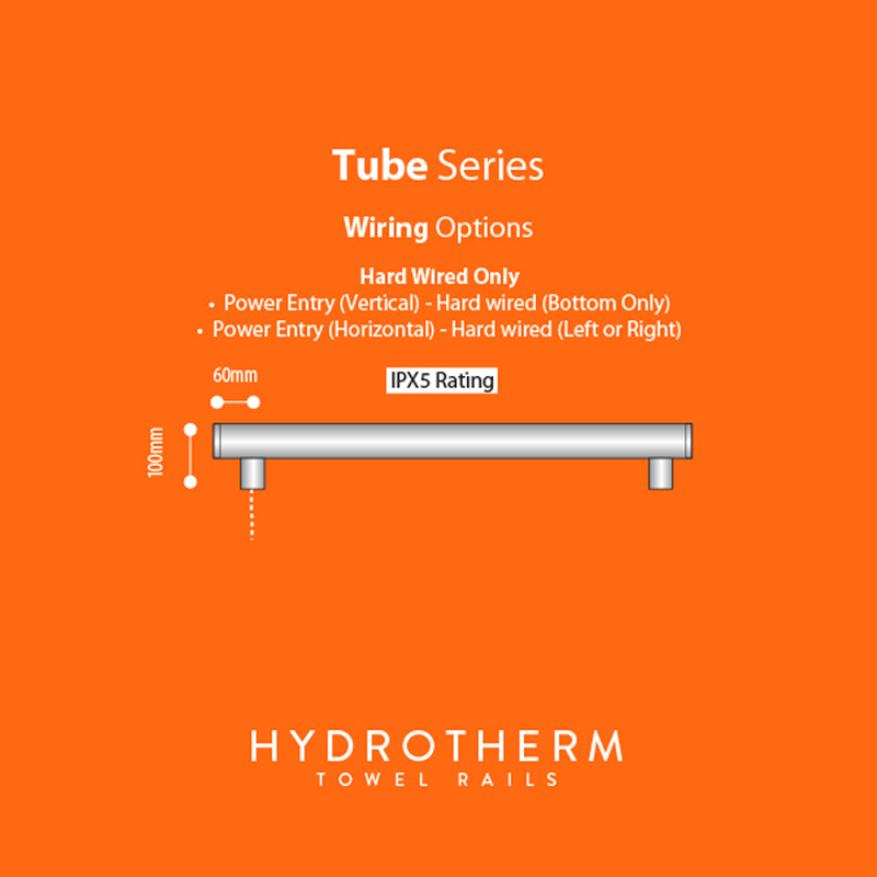 Hydrotherm Bespoke 900 Triple Tube Heated Towel Rail & Robe Hook