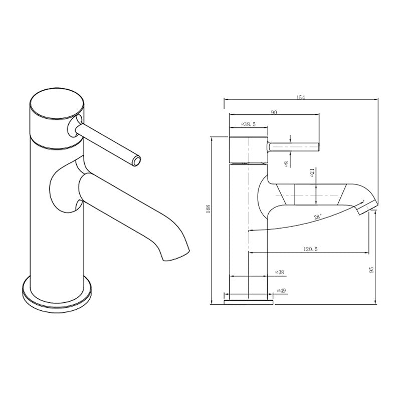 Villeroy & Boch Vita Basin Mixer - Matte Black Specification