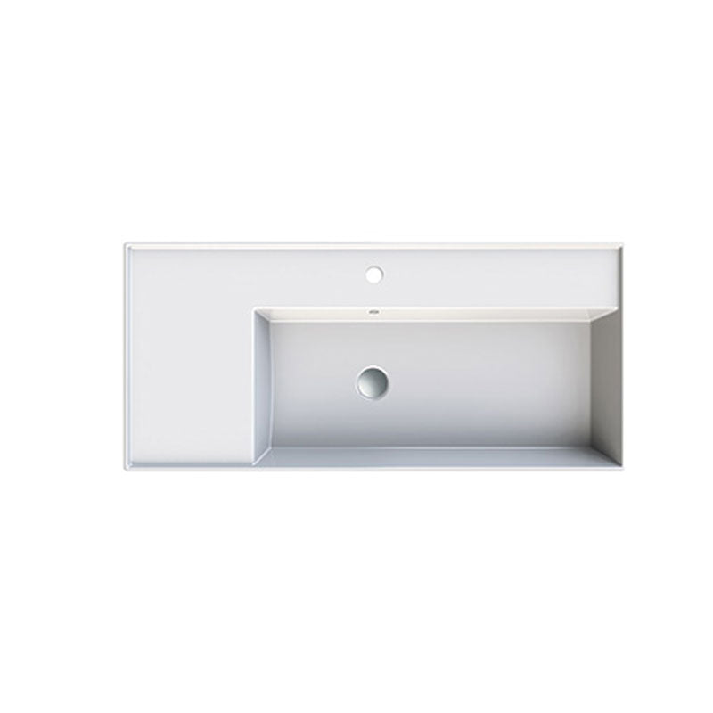 Parisi Twenty 100 Right Bowl Bench Basin - 3 Tap Holes - Gloss White
