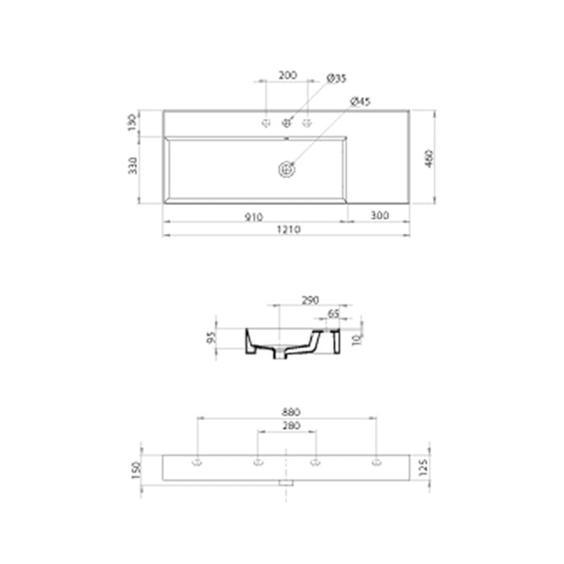 Parisi Twenty 120 Left Bowl Bench Basin specifications